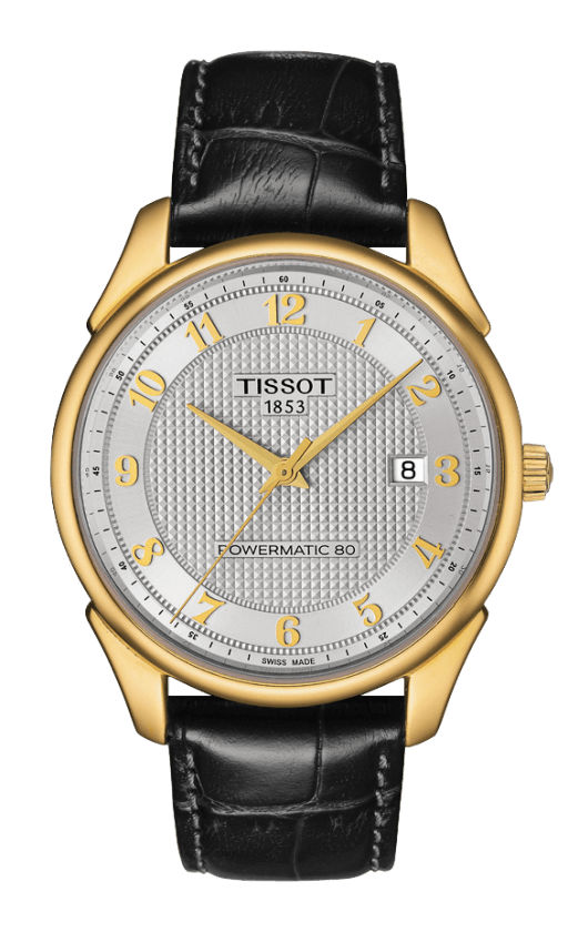 Tissot Watches : T920.407.16.032.00 Powermatic 80 Date 18k Yellow Gold Case Black Leather Men Watch