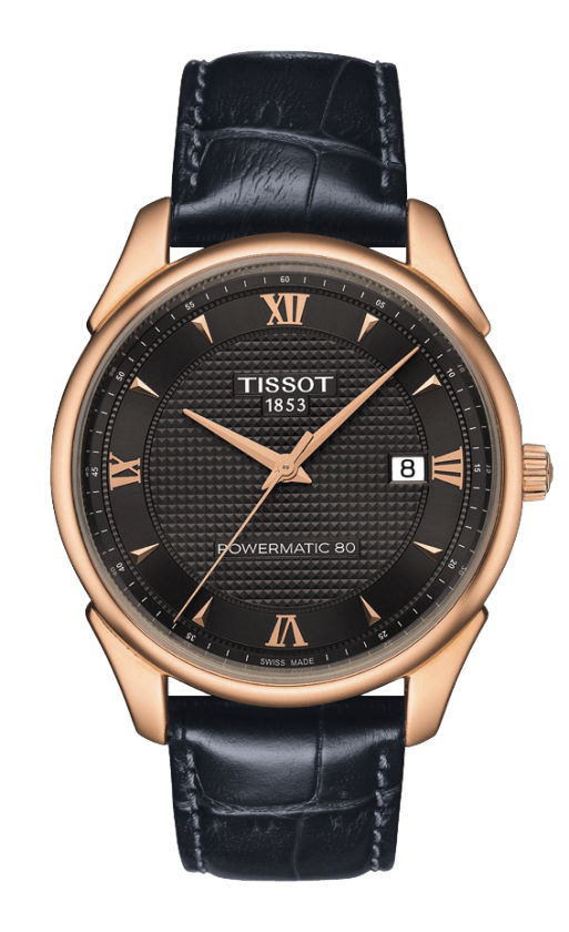 Tissot Watches : T920.407.76.068.00 Automatic 18ct Rose Gold Case Powermatic 80 Black Leather Men Watch
