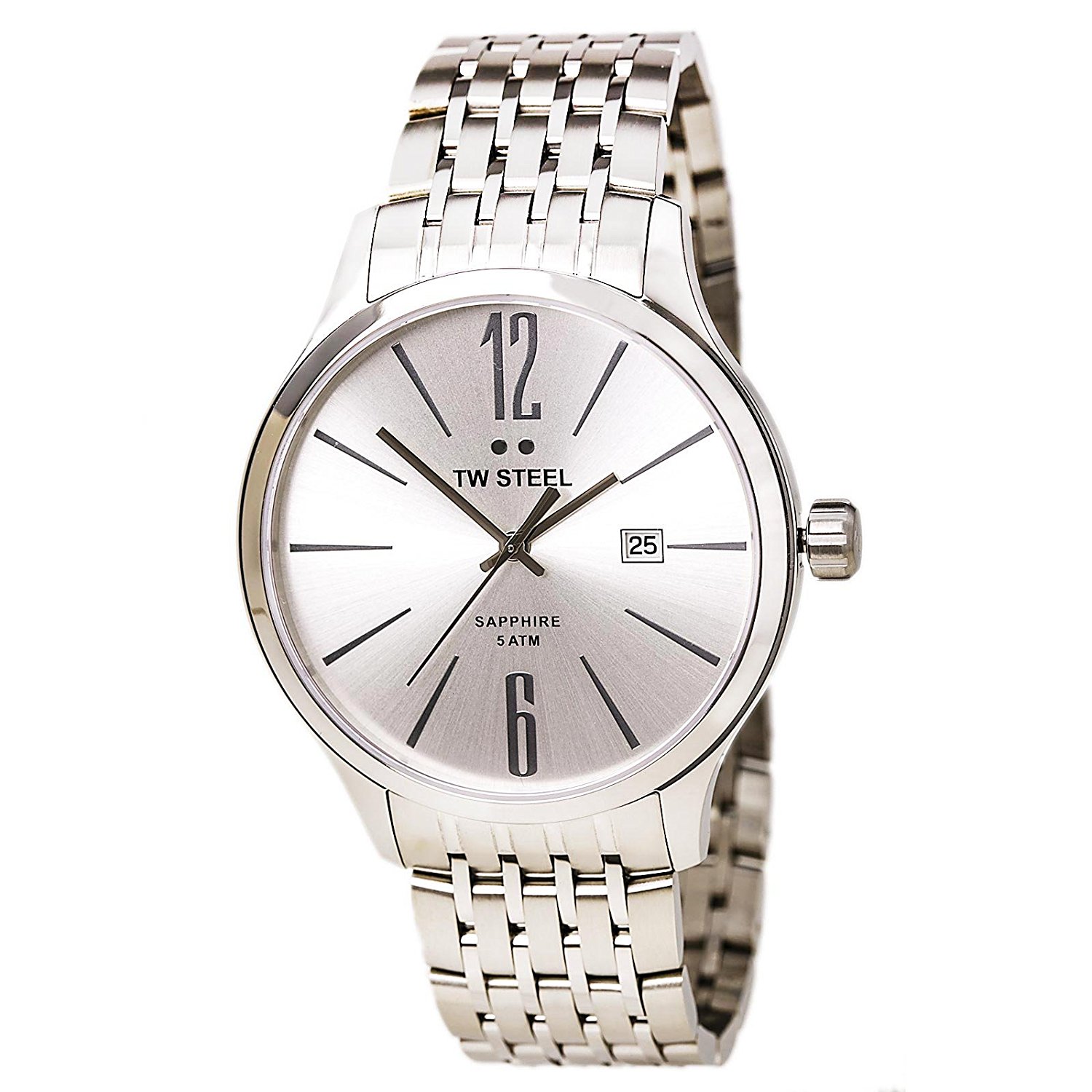 TW Steel Watches : TW1307 Silver Dial Fixed Stainless Steel Band Men Watch