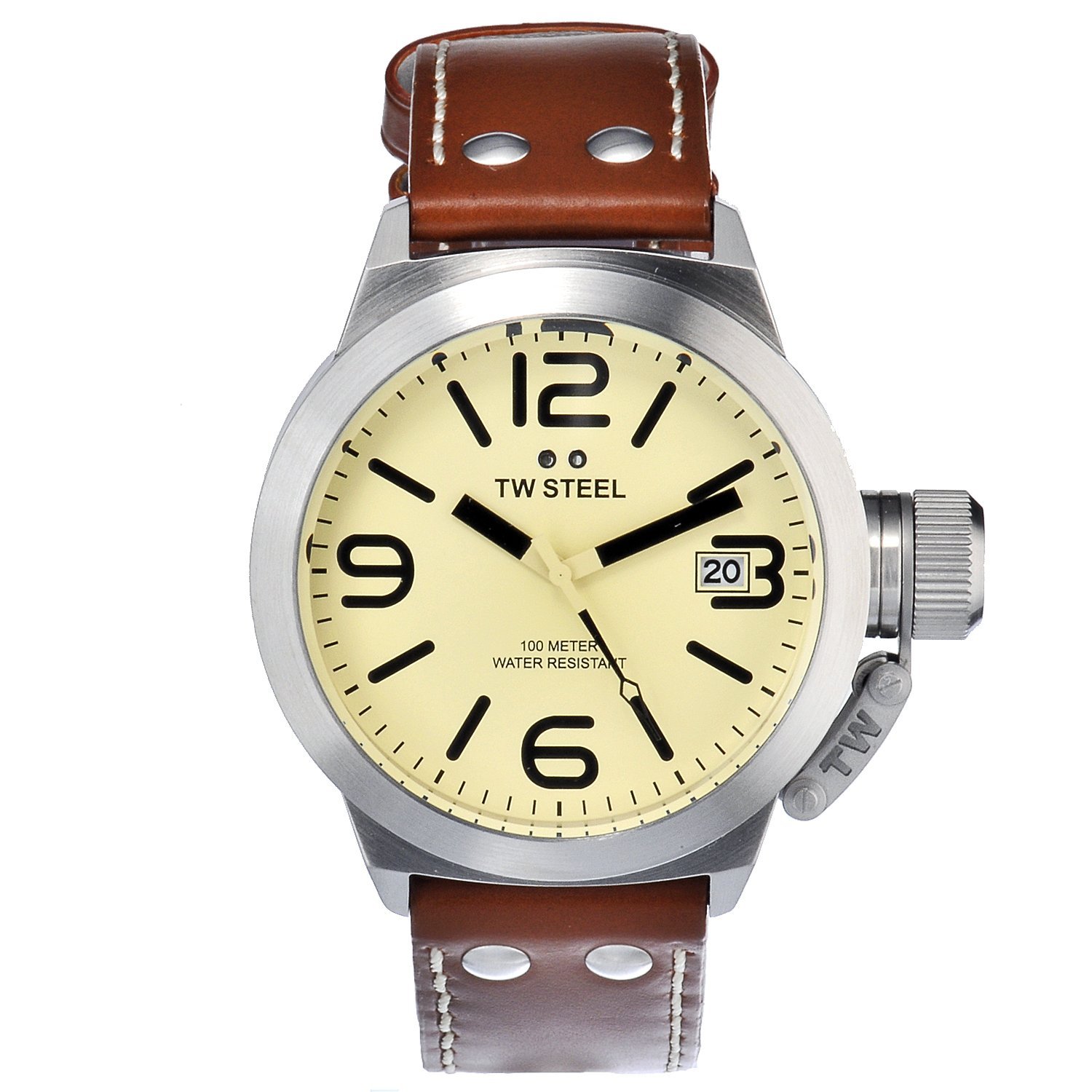 TW Steel Watches : TW1R Quartz Analog Date Brown Leather Men Watch
