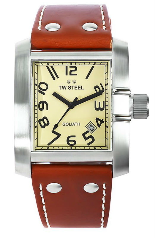 TW Steel Watches : TW20 Quartz Cream Dial Date Brown Leather Men Watch