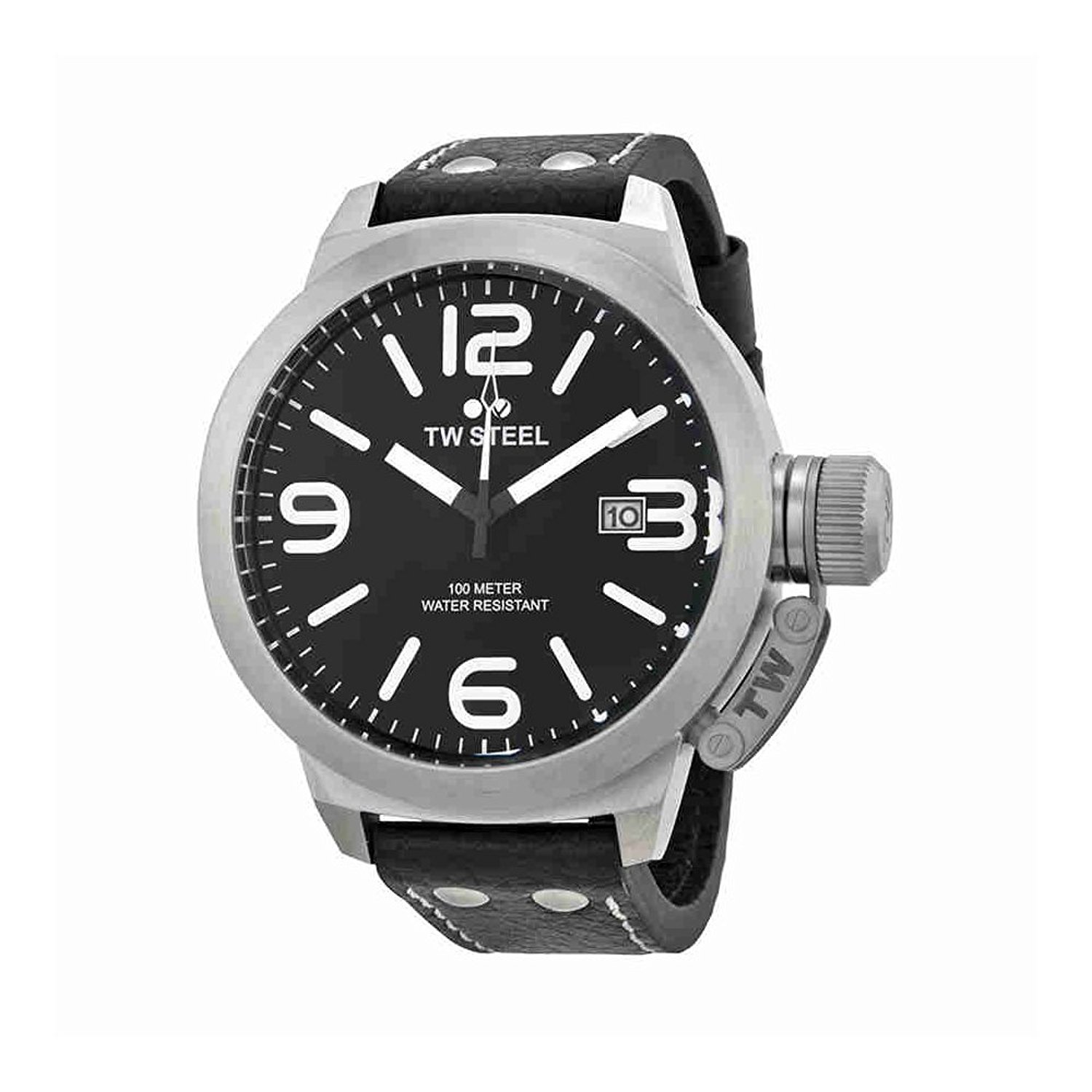 TW Steel Watches : TW22R Quartz Analog Date Black Leather Men Watch