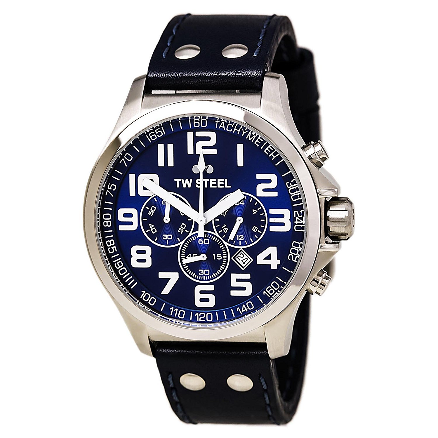 TW Steel Watches : TW402 Quartz Chronograph Date Blue Leather Men Watch