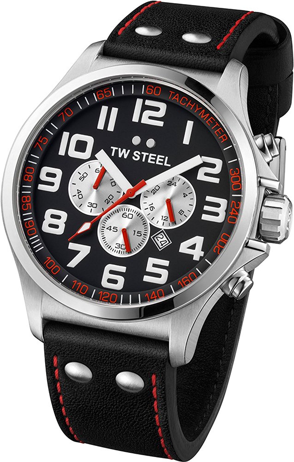 TW Steel Watches : TW414 Black Dial Leather Women Watch