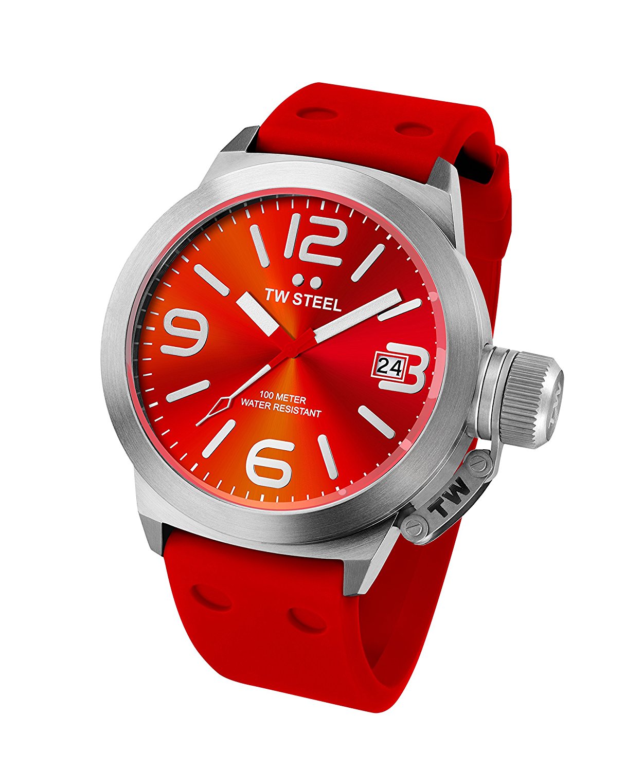 TW Steel Watches : TW510 Quartz Analog Date Red Silicone Men Watch