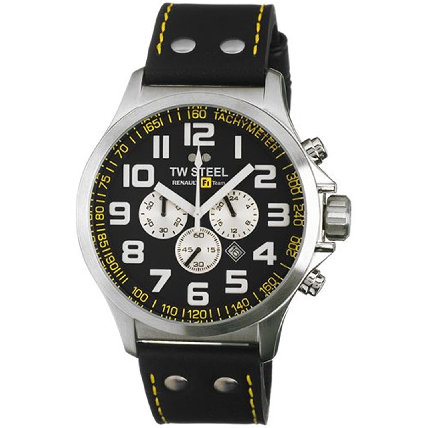 TW Steel Watches : TW673 Pilot Renault F1 Team Chronograph Date Black Leather Men Watch
