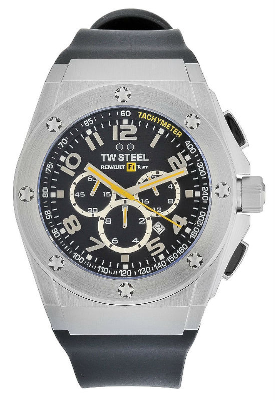 TW Steel Watches : TW681 Quartz Chronograph Black Dial Date Black Silicone Men Watch