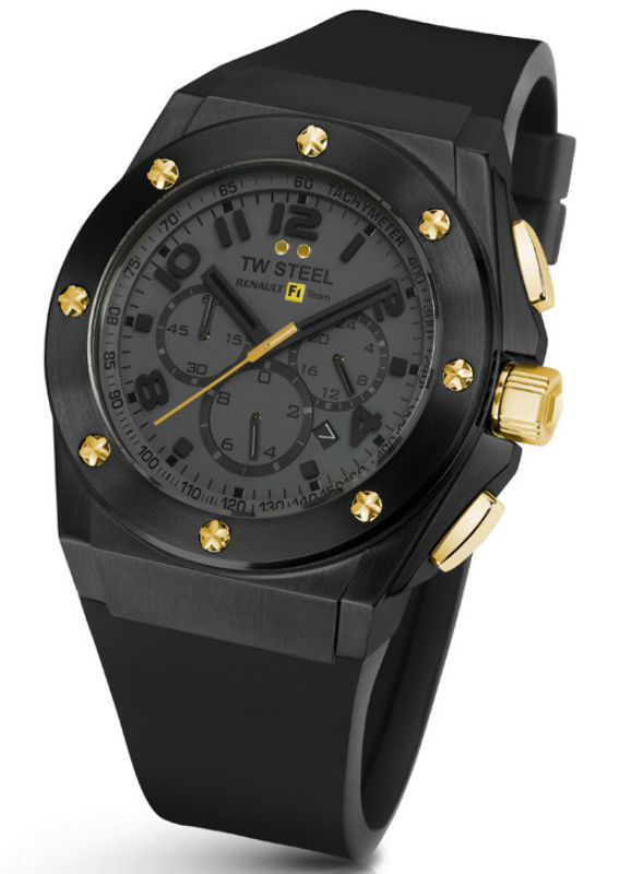 TW Steel Watches : TW682 Quartz Chronograph Gray Dial Date Black Silicone Men Watch