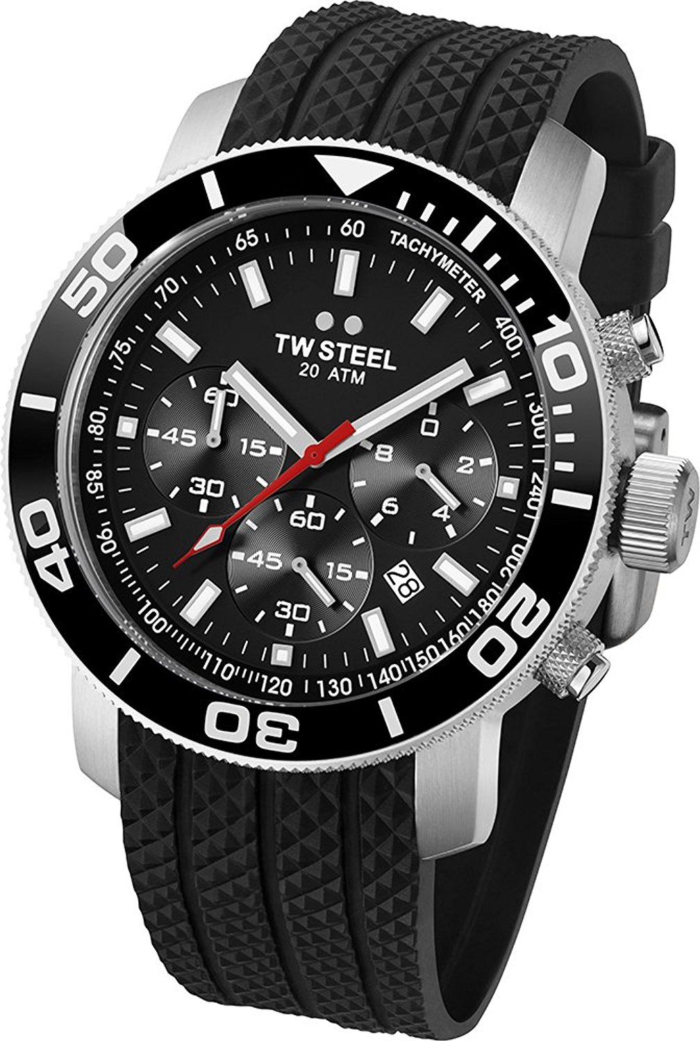TW Steel Watches : TW701 Black Dial Uni-directional Rotating Band Men Watch