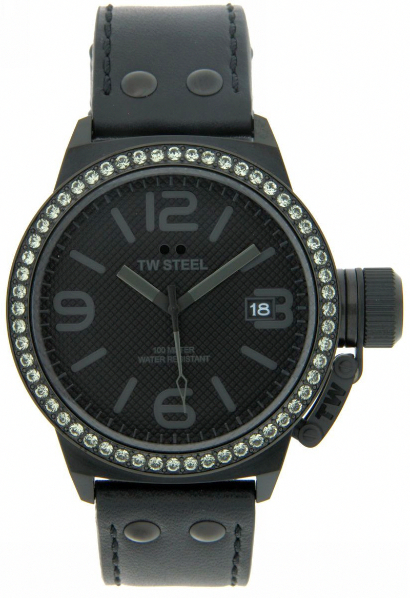 Tw Steel Watches : TW912 Quartz Crystal Set Bezel Date 45mm Canteen Men Watch