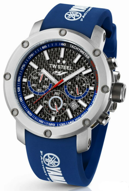 TW Steel Watches : TW925 Quartz Chronograph Black Dial Date Blue Silicone Men Watch