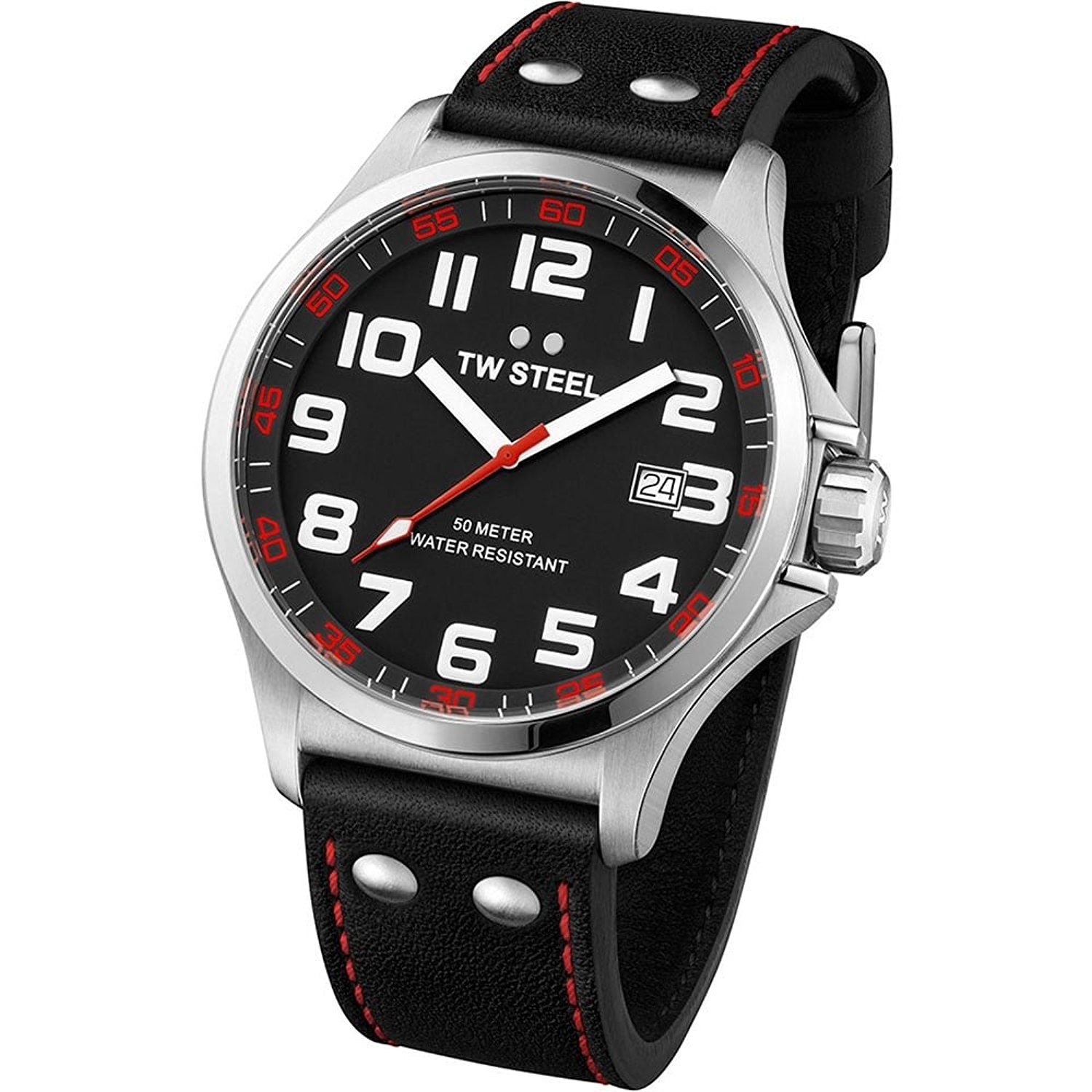 TW Steel Watches : TW-411 Black Dial Leather Band Women Watch