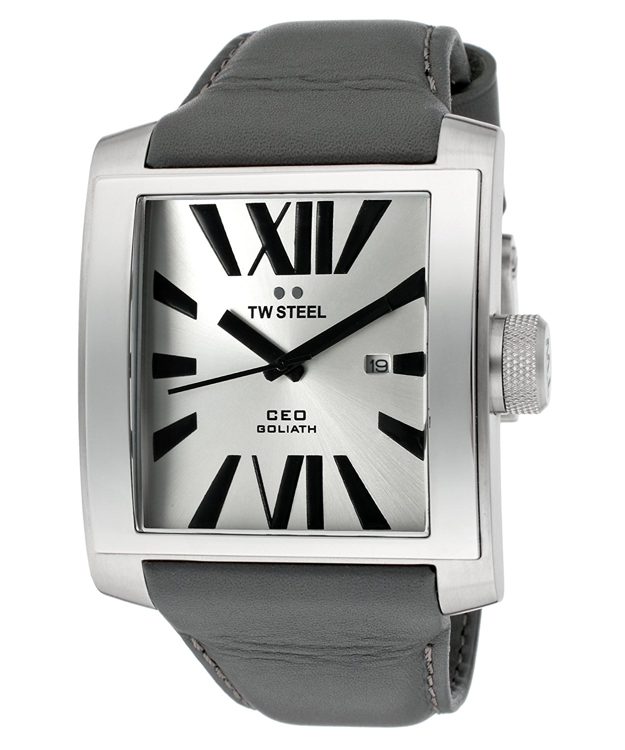 TW Steel Watches : TW-CE3002 Silver Dial Gray Genuine Leather Men Watch