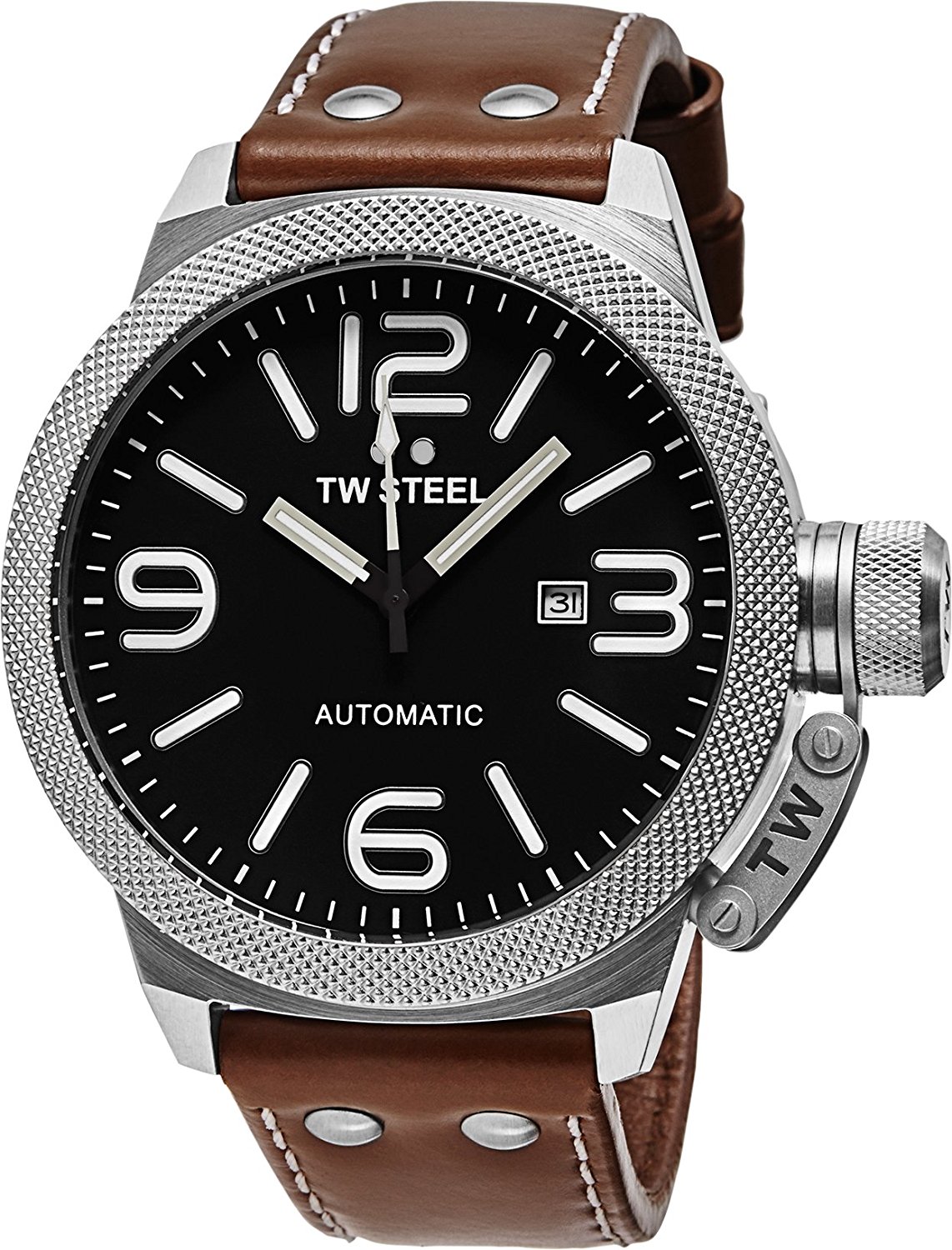 TW Steel Watches : TWA955 Automatic Date Brown Leather Men Watch