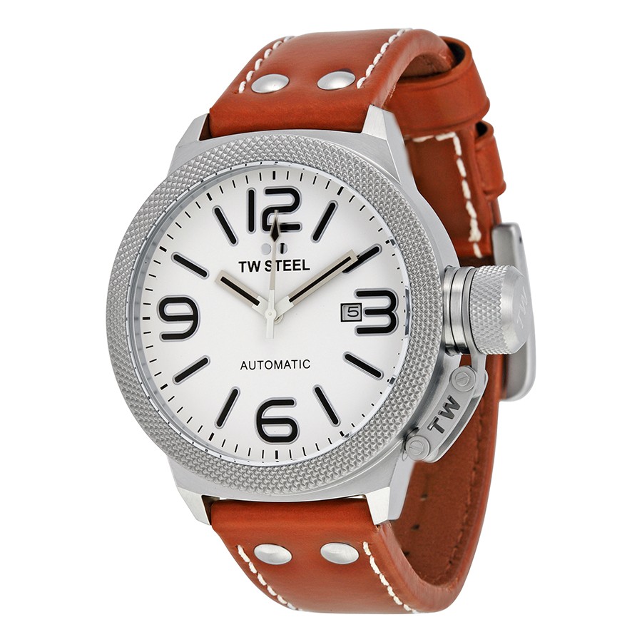 TW Steel Watches : TWA956 Automatic Date Brown Leather Men Watch