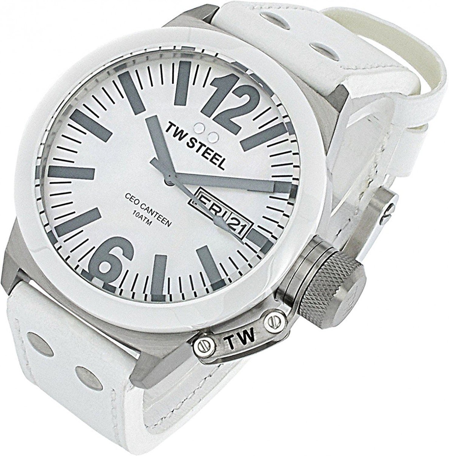 TW Steel Watches : TWCE1037 White Dial Leather Women Watch