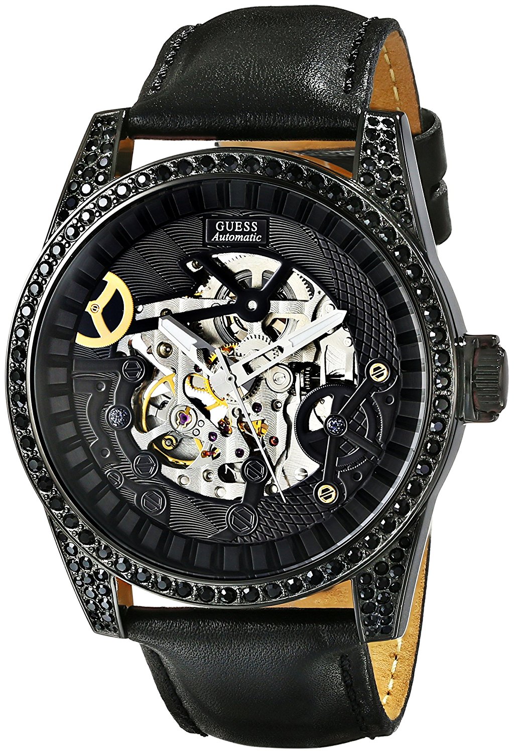 Guess Watches : U0013G1 Automatic Black Leather Men Watch