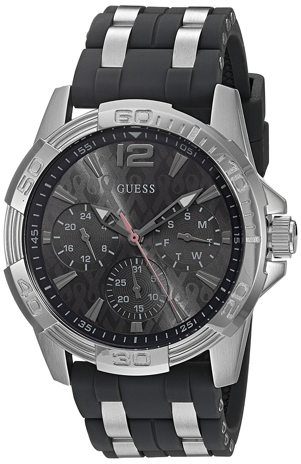 Guess Watches : U0032G7 Quartz Multifunction Dial Grey Silicone Men Watch