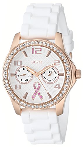 Guess Watches : U0032L3 Quartz Breast Cancer Awareness White Silicone Women Watch