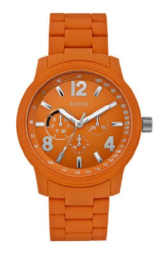 Guess Watches : U0185G5 Quartz Multifunction Dial Orange Resin Men Watch