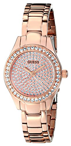 Guess Watches : U0230L3 Quartz Analog Crystal Pave Dial Crystal Bezel Rose Gold Tone Stainless Steel Women Watch