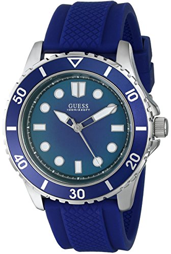 Guess Watches : U0245G5 Quartz Analog Blue Silicone Men Watch