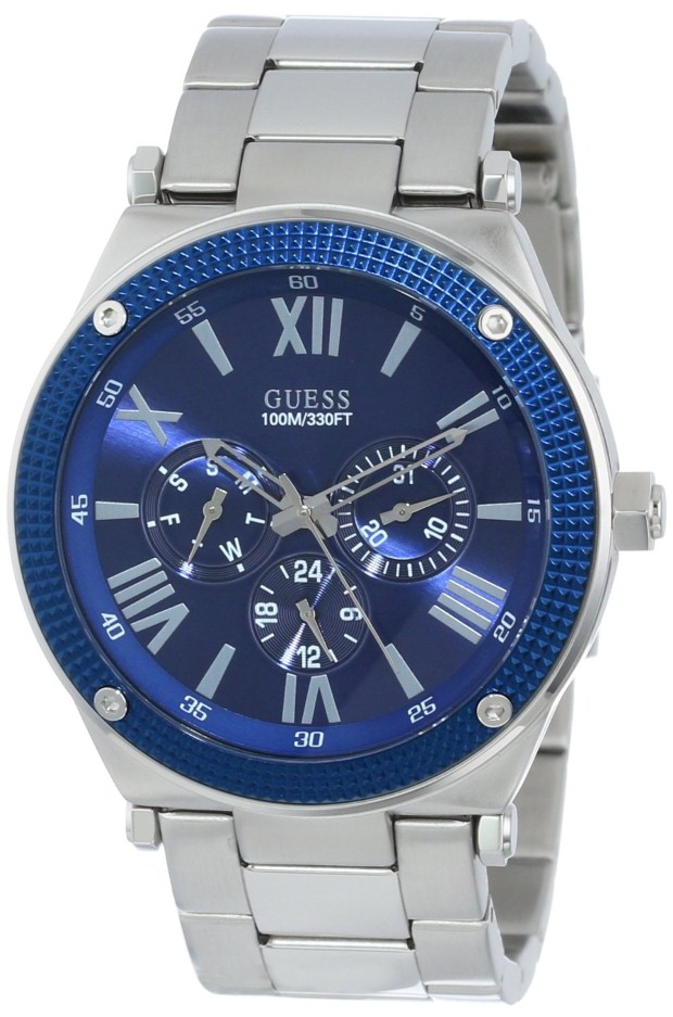 Guess Watches : U0246G2 Quartz Blue Multifunction Dial Stainless Steel Men Watch