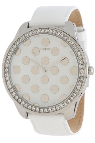 Guess Watches : U0258L2 Quartz Analog White Leather Women Watch