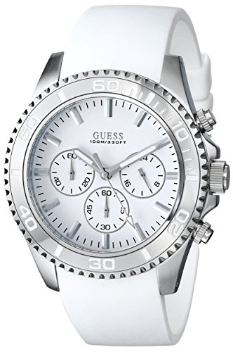 Guess Watches : U0263G2 Quartz Chronograph White Silicone Men Watch
