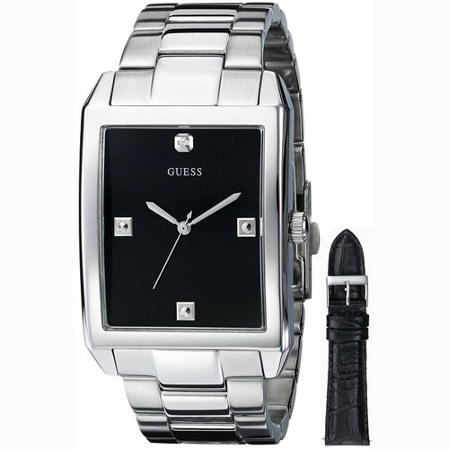 Guess Watches : U0282G1 Quartz Diamond Accented Dial Interchangeable Strap Set Men Watch