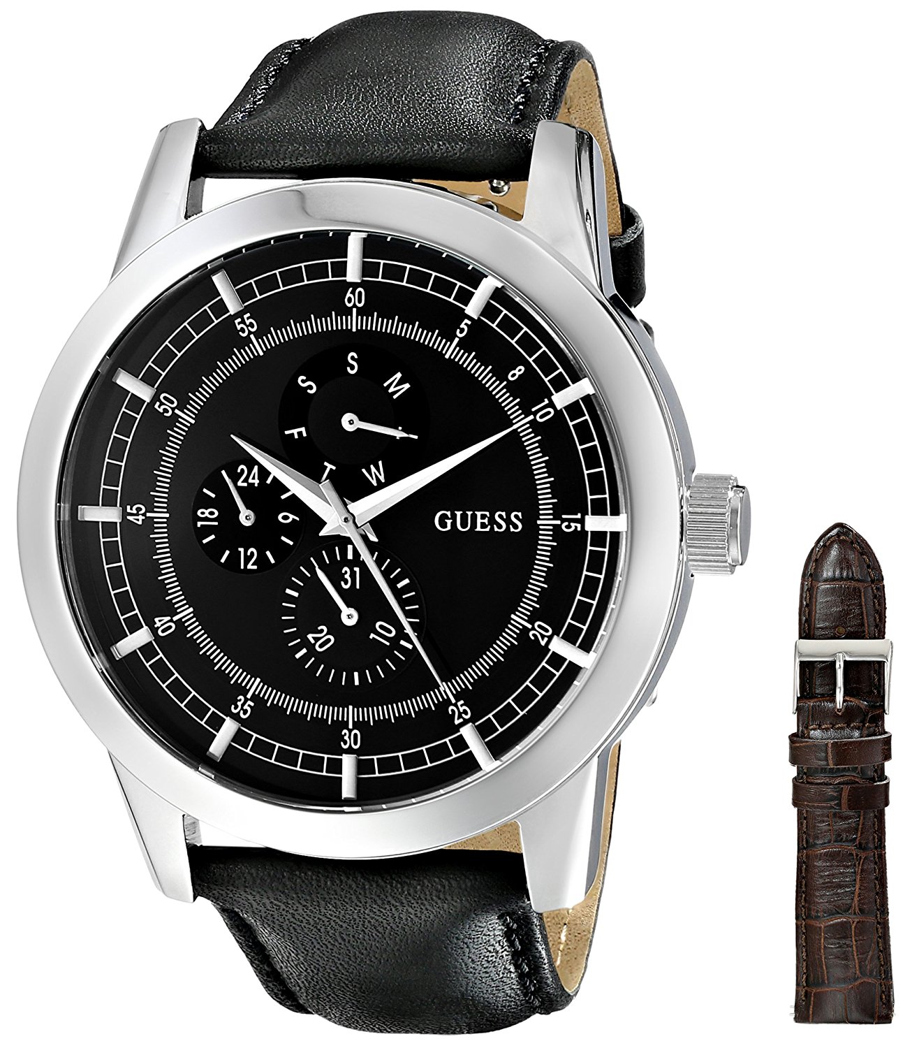 Guess Watches : U0293G1 Quartz Analog Interchangeable Leather Strap Set Women Watch