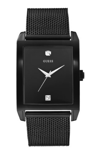 Guess Watches : U0298G1 Quartz Diamond Accent Black Stainless Steel Mesh Men Watch