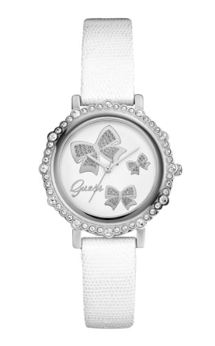 Guess Watches : U0302L1 Quartz Analog Crystallized White Leather Women Watch