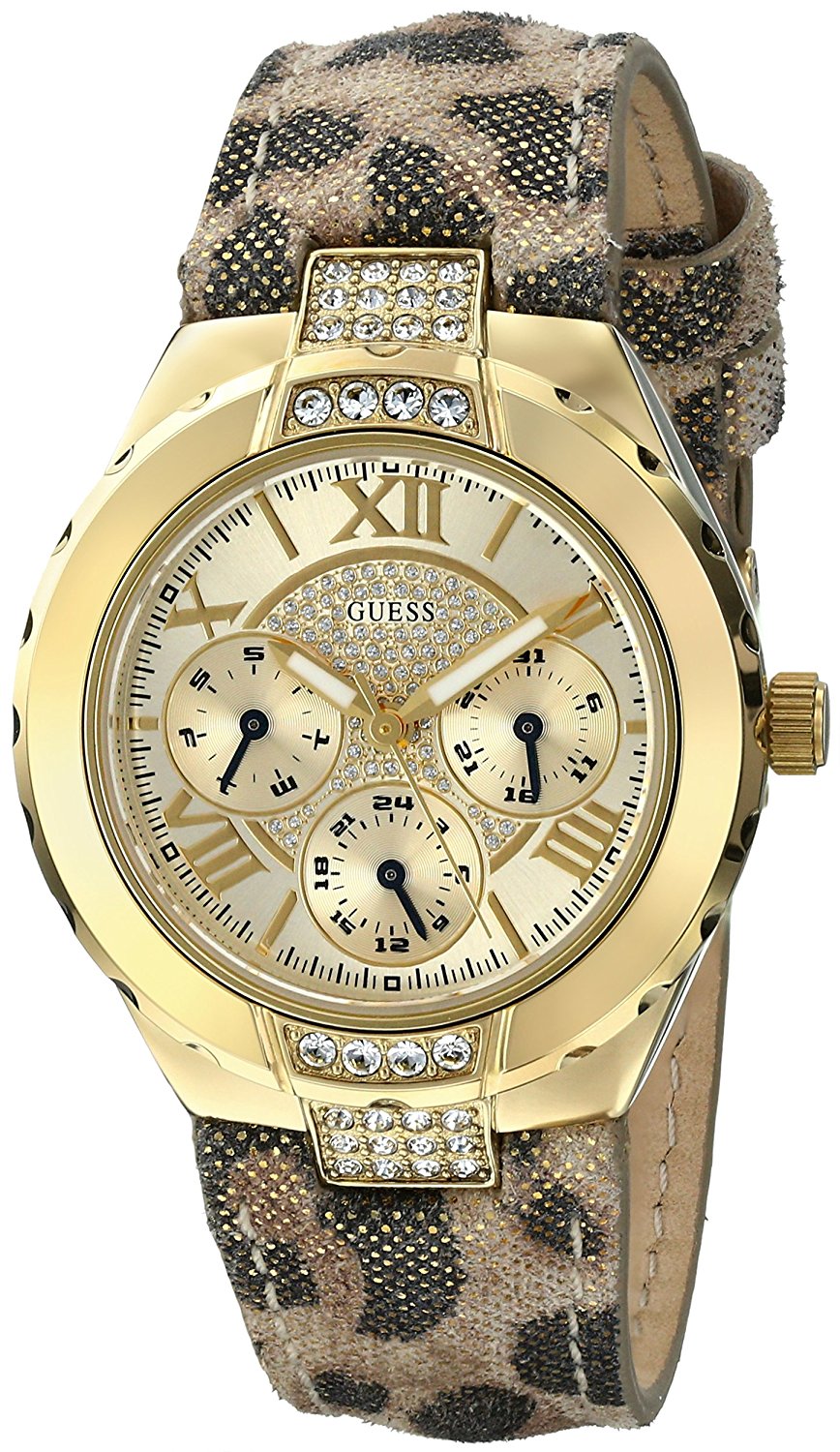 Guess Watches : U0319L1 Quartz Multifunction Dial Animal Print Leather Women Watch