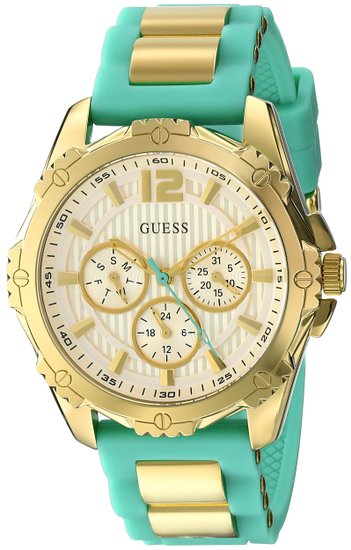 Guess Watches : U0325L4 Quartz Multifunction Dial Green Rubber Women Watch