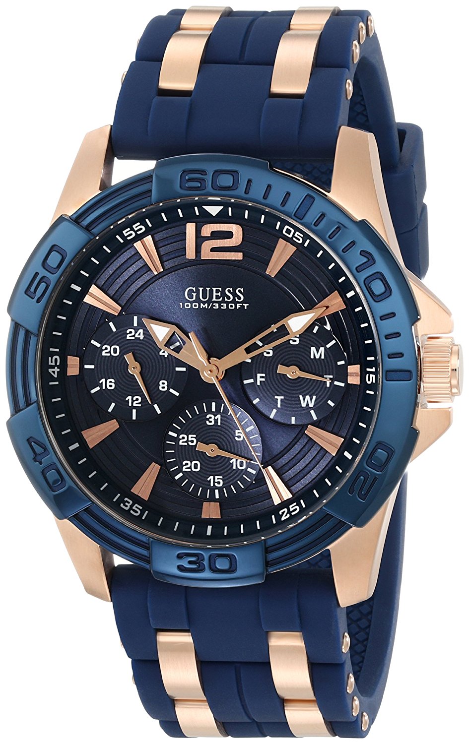 Guess Watches : U0366G4 Quartz Multifunction Dial Blue Silicone Men Watch