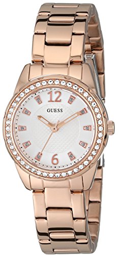 Guess Watches : U0445L3 Quartz Analog Crystal Dial Crystal Bezel Rose Gold Tone Stainless Steel Women Watch
