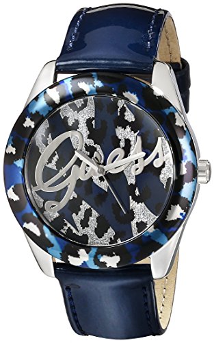 Guess Watches : U0455L1 Quartz Leopard Print Dial Blue Leather Women Watch