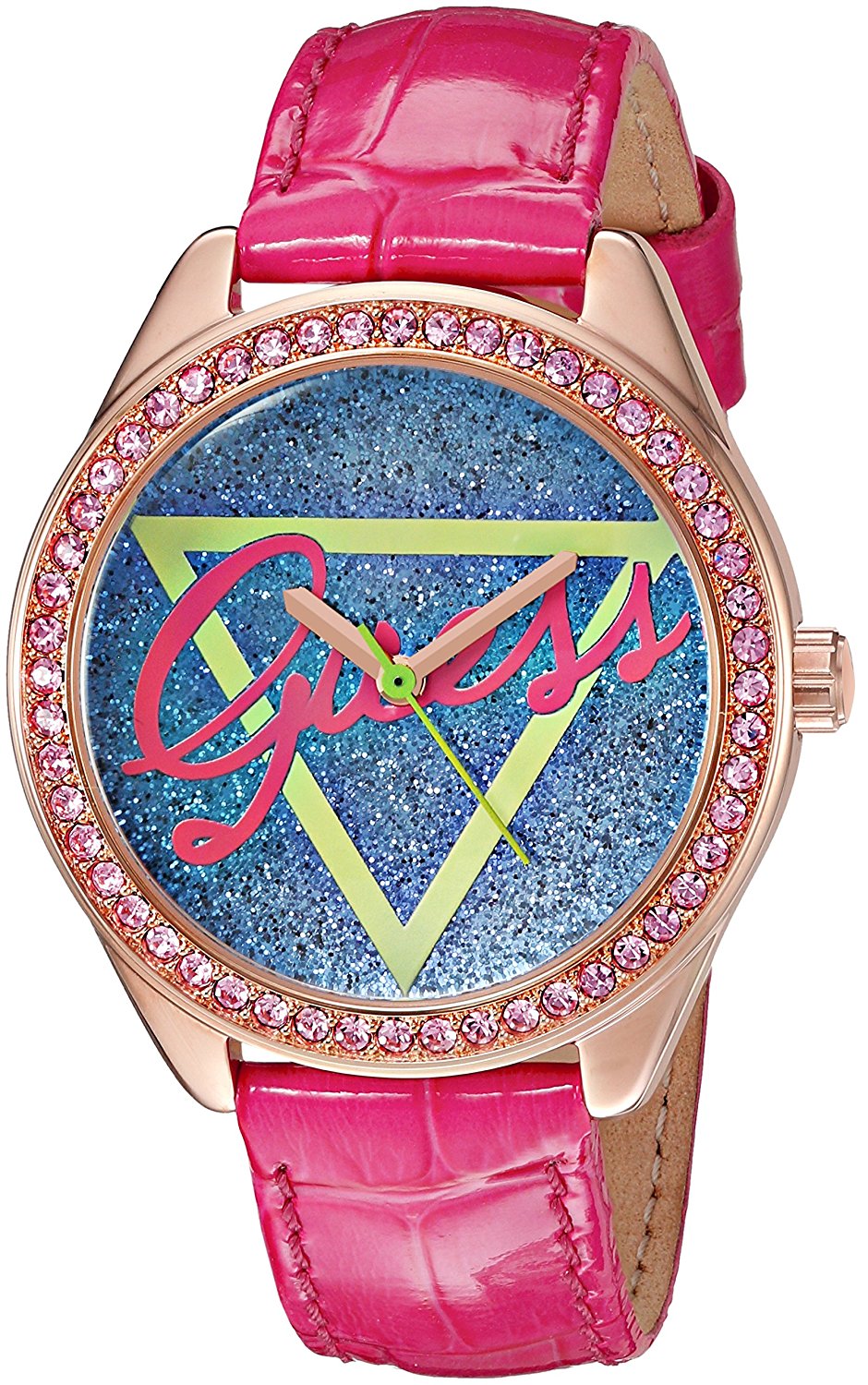 Guess Watches : U0456L9 Quartz Analog Crystal Bezel Pink Leather Women Watch