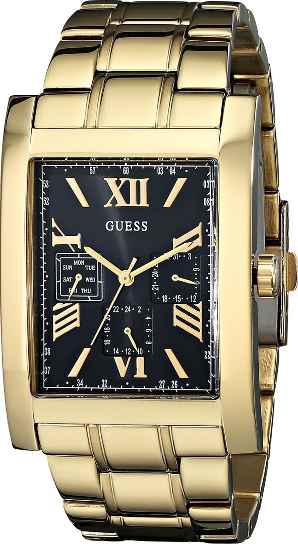 Guess Watches : U0484G3 Quartz Multifunction Dial Gold Tone Stainless Steel Rectangle Men Watch