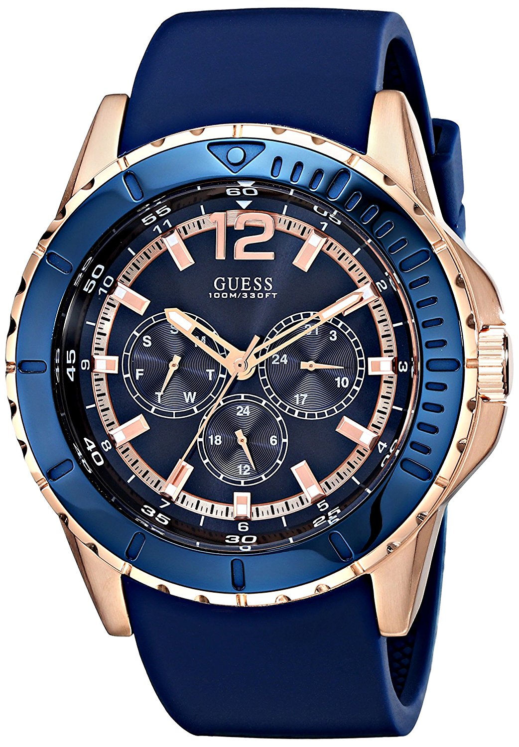 Guess Watches : U0485G1 Quartz Multifunction Dial Blue Silicone Men Watch