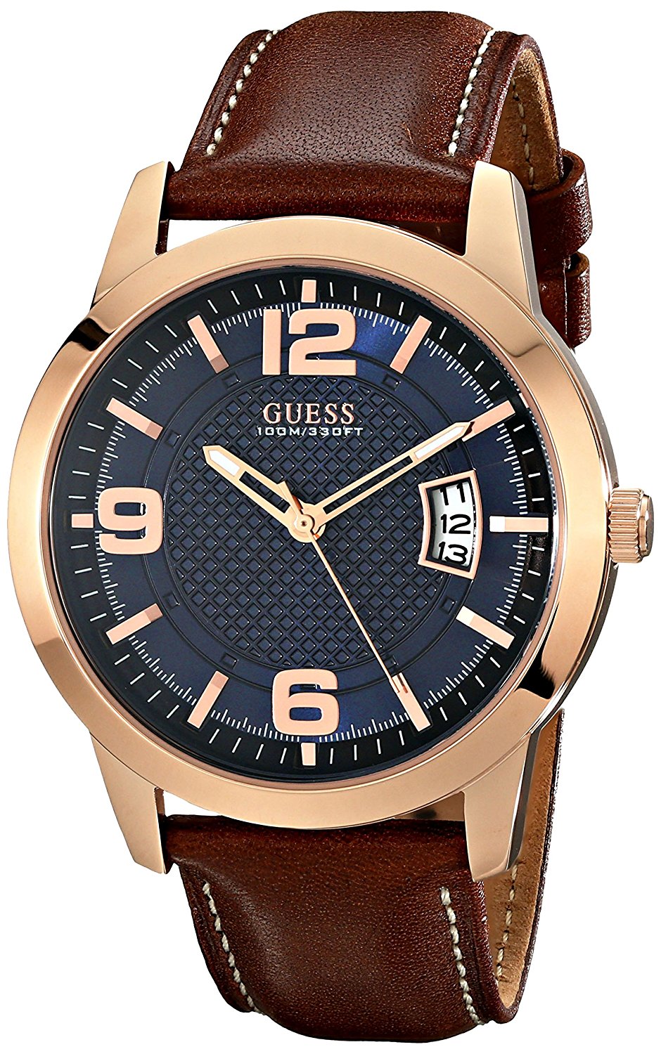 Guess Watches : U0494G2 Quartz Analog Date Brown Leather Men Watch