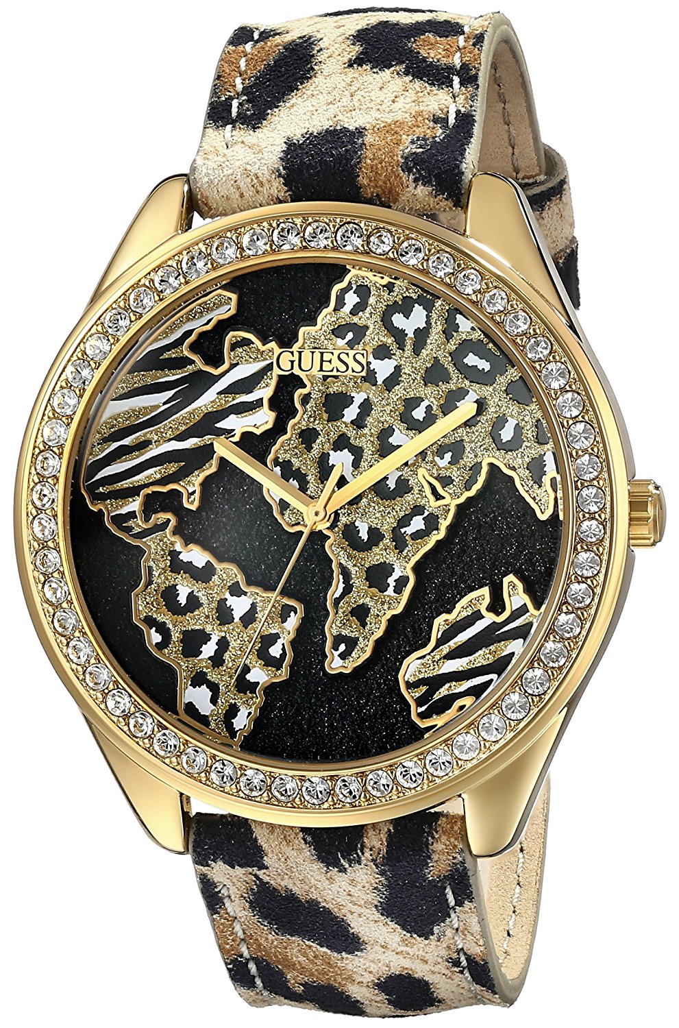 Guess Watches : U0504L2 Quartz Analog Crystal Bezel Animal Print Leather Women Watch