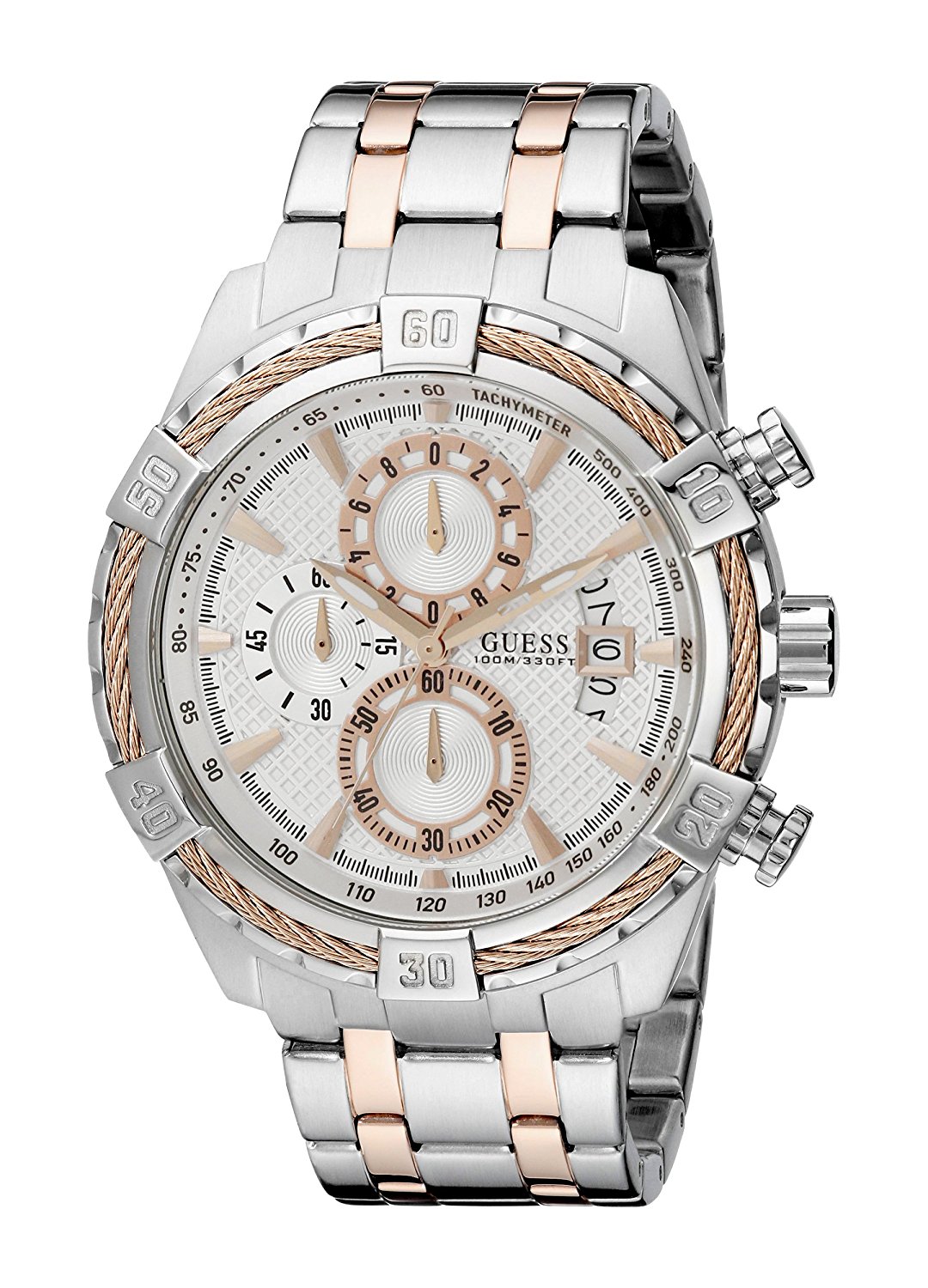 Guess Watches : U0522G4 Silver Dial Stainless Steel Band Men Watch
