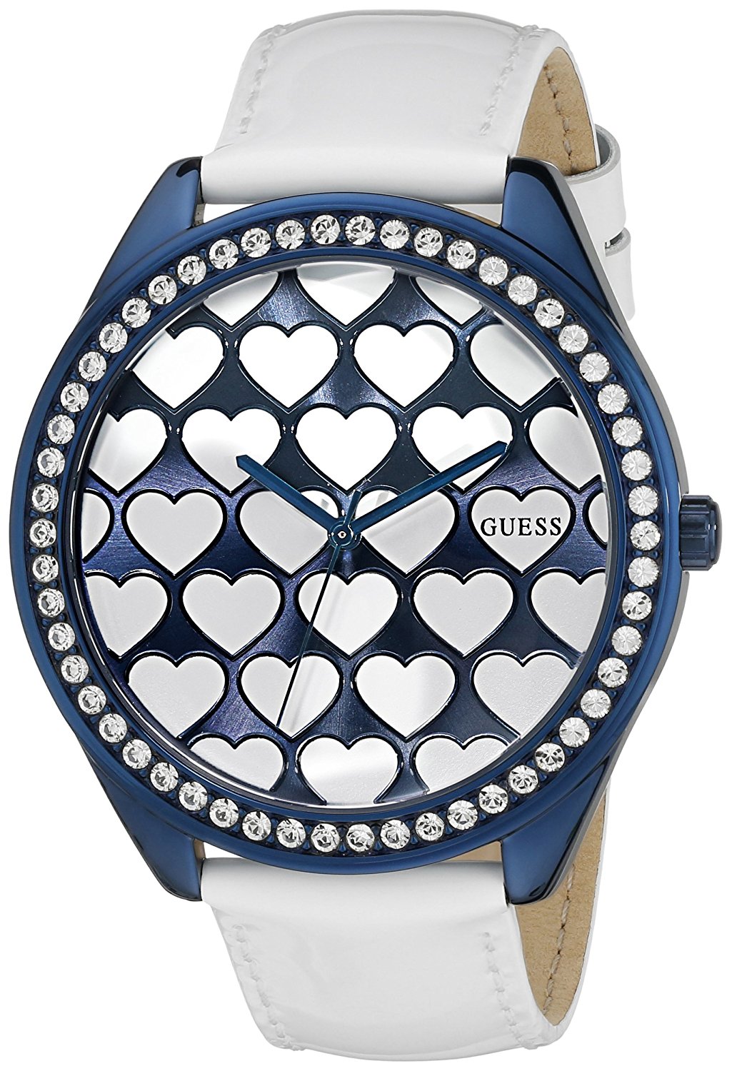 Guess Watches : U0535L2 Quartz Analog Crystal Bezel White Leather Women Watch