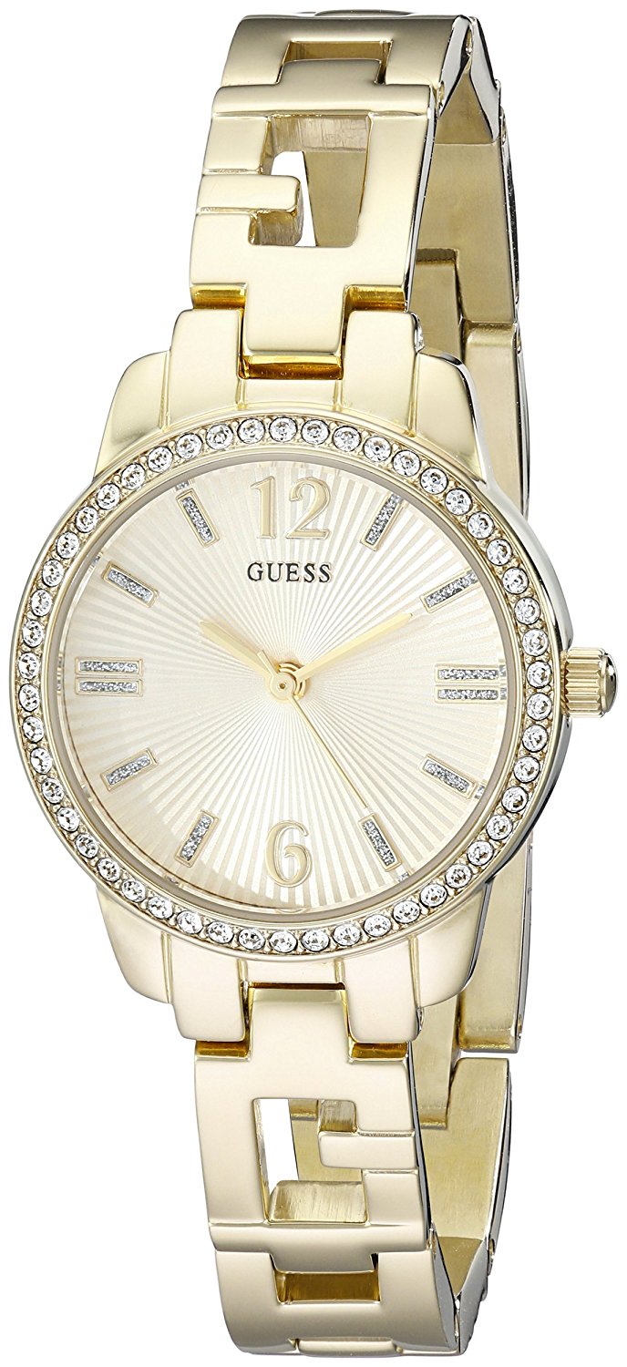 Guess Watches : U0568L2 Gold Dial Metal Band Women Watch