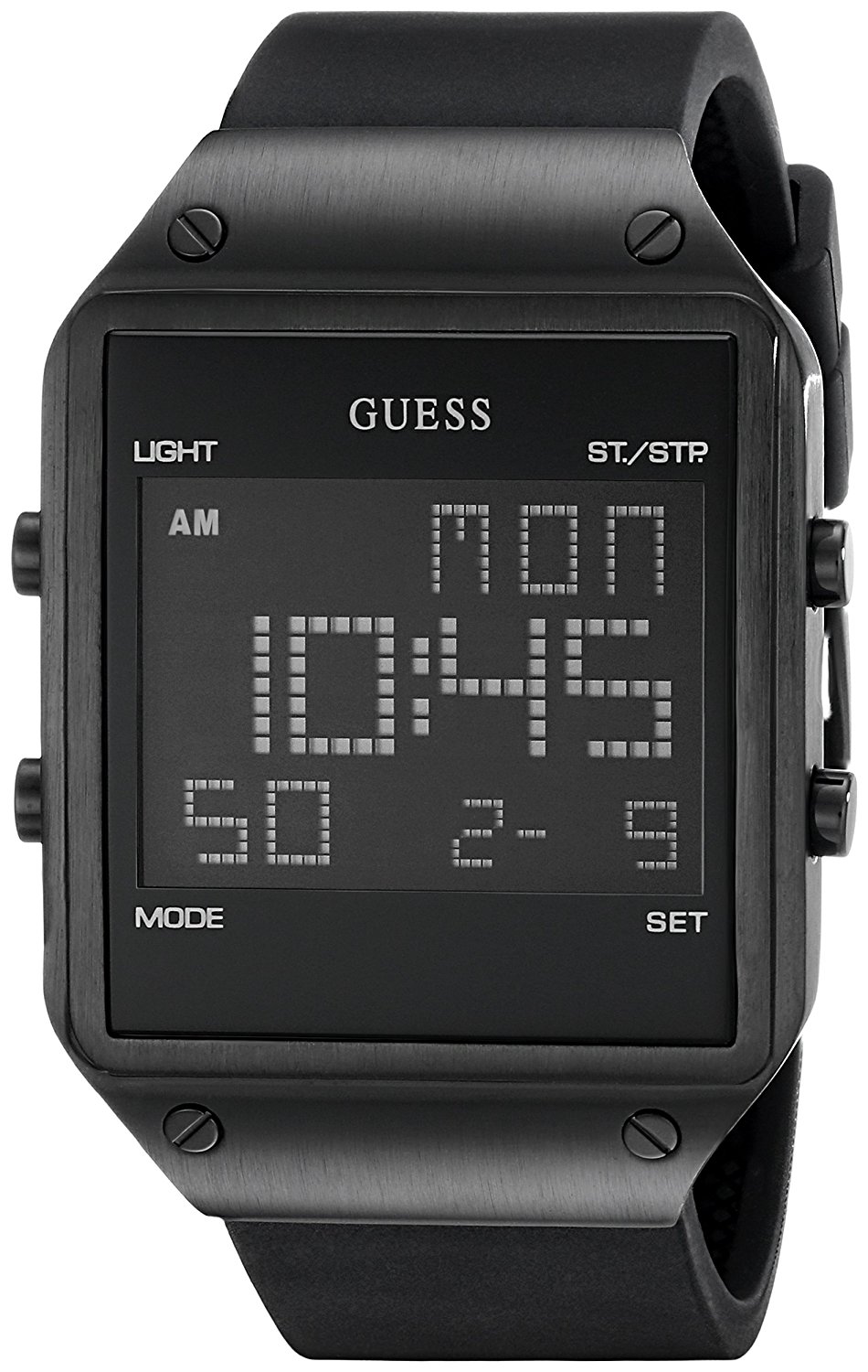 Guess Watches : U0595G1 Quartz Digital Black Silicone Men Watch