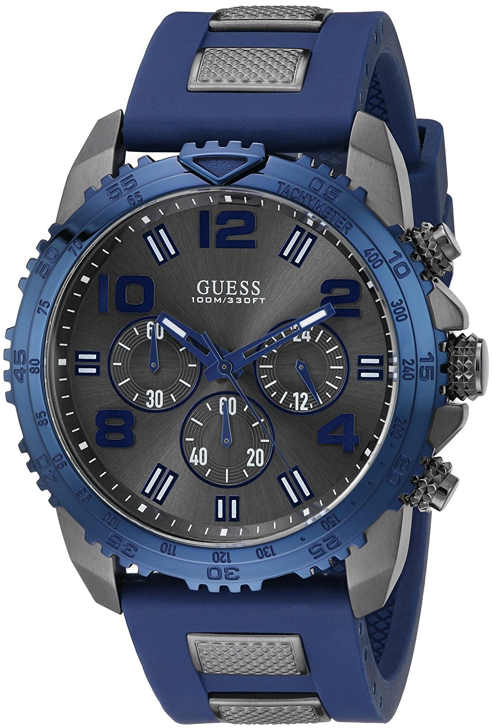 Guess Watches : U0599G2 Quartz Chronograph Blue Silicone Men Watch