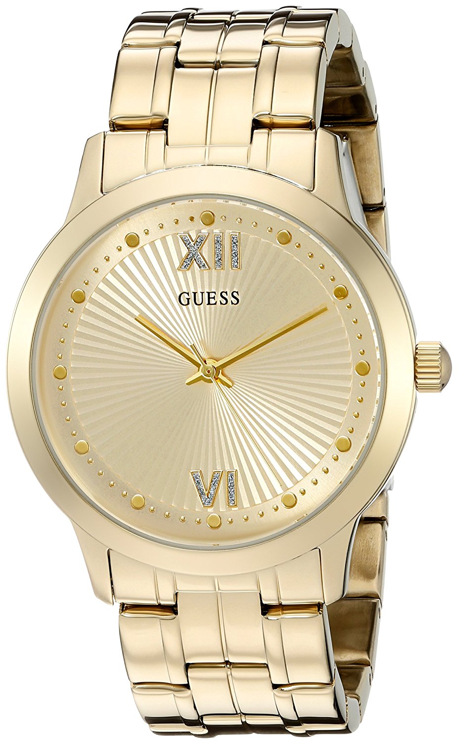 Guess Watches : U0634L2 Gold Dial Stainless Steel Band Women Watch