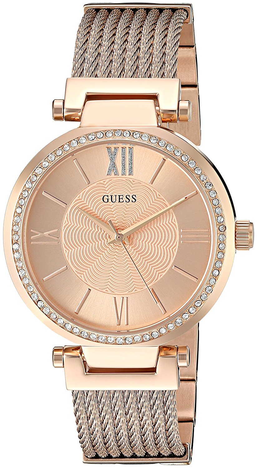 Guess Watches : U0638L4 Rose Gold Dial Stainless Steel Band Women Watch